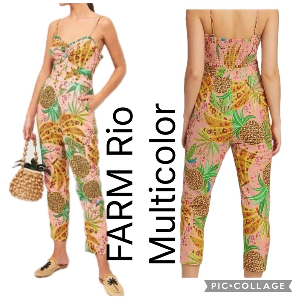 (Q1) FARM Rio multicolored tropical jumpsuit, size XS